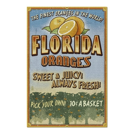 Florida - Orange Orchard Sign (20x30 Premium 1000 Piece Jigsaw Puzzle, Made in USA!)
