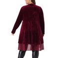 thumbnail image 3 of Agnes Orinda Women's Plus Size Cardigan Ruffled Asymmetric Open Front Long Velvet Jackets 2X Burgundy, 3 of 6