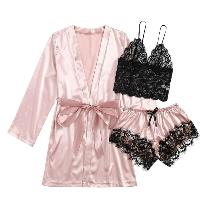 Jumpingount Conjunto de pijama y ligero para mujer Conjunto de pijamas para mujer de la ropa de dormir del sueño acogedor de la noche S conjuntos de ropa rosa SG