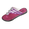 thumbnail image 2 of Miluxas Shiny Diamond Flat Sandals Slide for Women Flip-flops Slip-On Fashionable Slippers for Summer Vacation Purple 6(37), 2 of 8