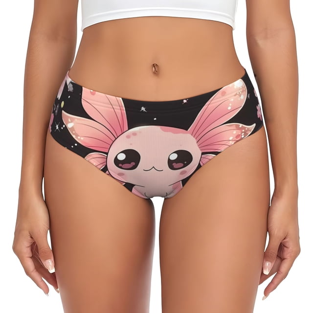 Fotbe Cute Axolotl Sakura Blossoms B Calzones Estampados para Mujer – Ropa Interior de Algodón, Cómoda, Suave y Elástica-Large