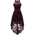 thumbnail image 1 of Vestido Dressystar Halter de encaje para cóctel, boda, color burdeos, talla XL, 1 of 7