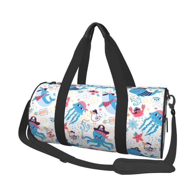 Balery Cute Shark Bolsa de Gimnasio para Mujeres y Hombres, Bolsa de Viaje Impermeable, Bolsa de Fin de Semana con Compartimento para Zapatos y Bolsillo Húmedo