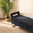 thumbnail image 6 of Newest 67.91" Wide Velvet Storage Bench with Armrests, Upholstered Soft Bench for Living Room & Entryway,Black, 6 of 10