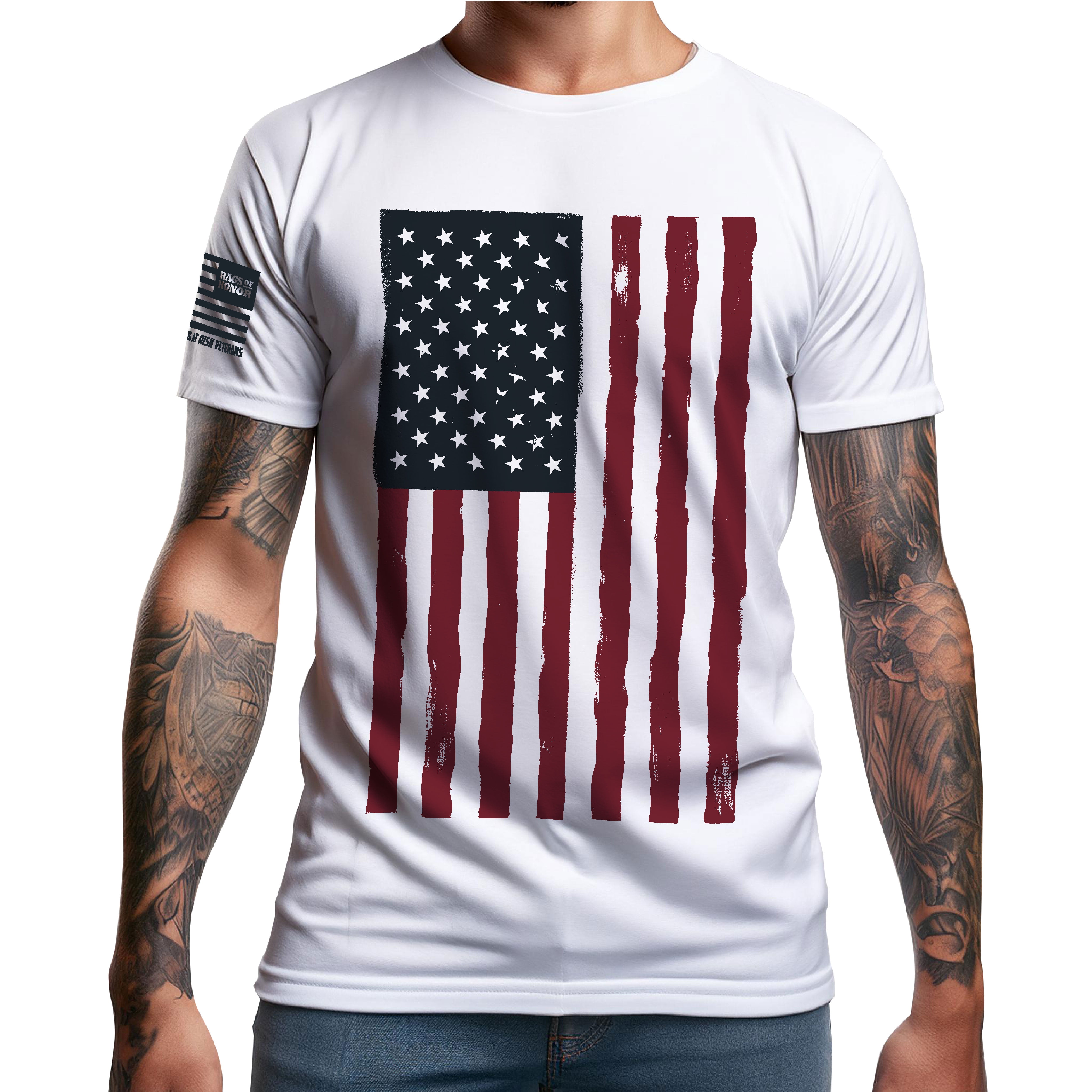 Rags of Honor All Gender Short Sleeve Brush Stroke Flag Graphic Tee in Mens Sizes S-5XL