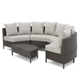 thumbnail image 1 of Noble House Newton 5 Piece Outdoor Wicker Sectional Sofa Set in Brown, 1 of 29