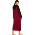 thumbnail image 5 of Oudiya Women Long Sleeve Nightgown Cotton Hooded Night Shirt Contrast Color Full Length Loungewear with Pocket, S-4XL, 5 of 7