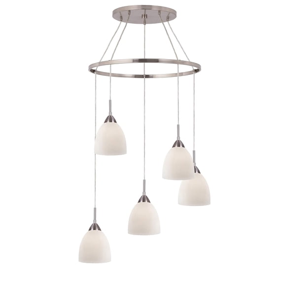 Woodbridge Lighting Hampton Ridge 5-light Glass Pendant Chandelier in Nickel