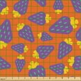 thumbnail image 2 of Ambesonne Violet Fabric by the Yard Upholstery, Cartoon Strawberry Drawing, 10 Yards, Orange Purple and Mustard, 2 of 5
