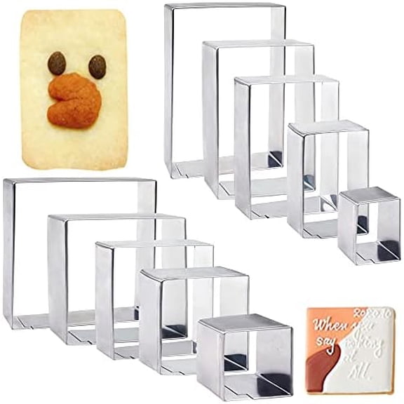 10PCS Rectangle Cookie Cutter Square Cookie Mold Stainless Steel Rectangle Biscuit Molds Square Pastry Molds Fondant Cake Cookie Cutter Set 1 Inch Depth$$Home Decor, Kitchen, & Other