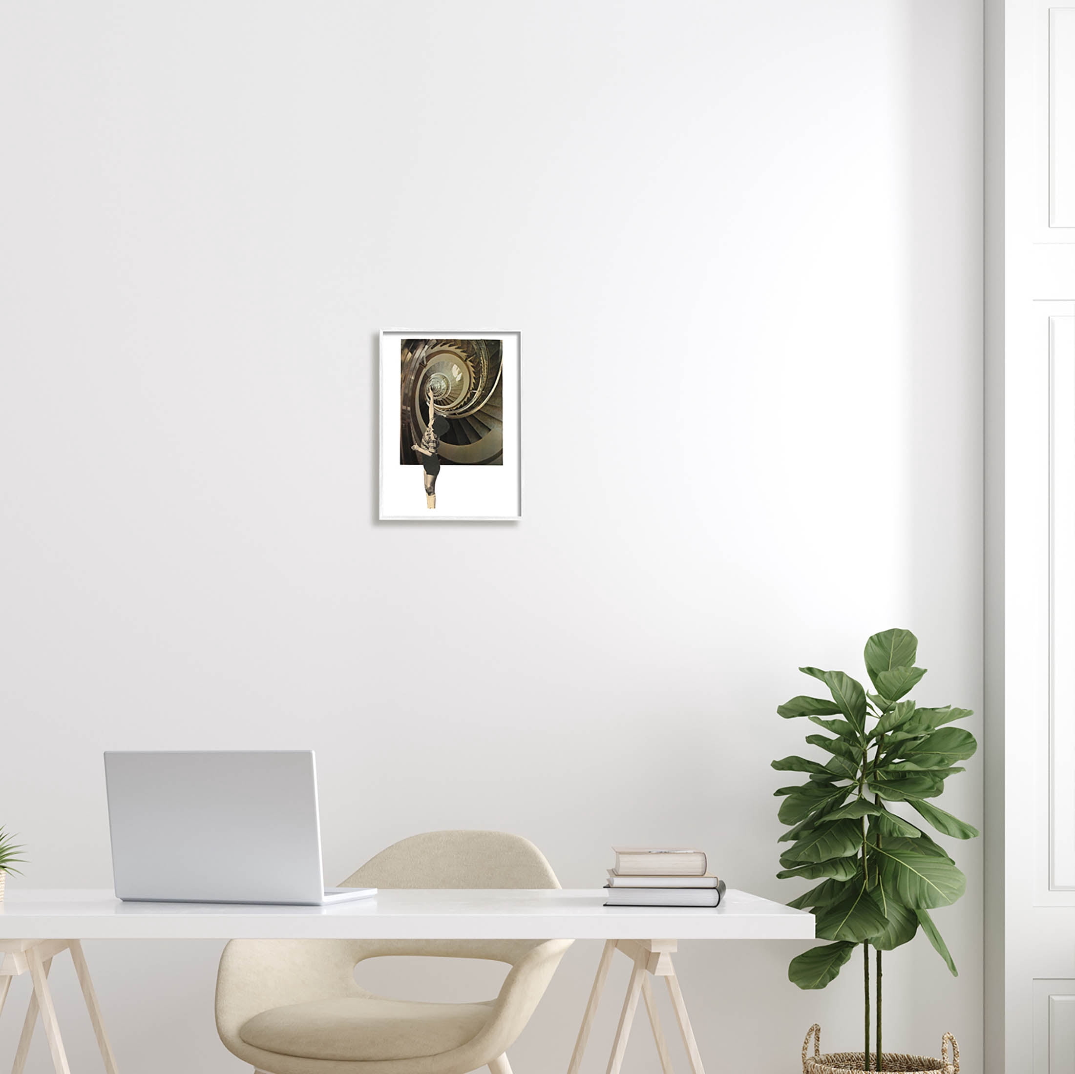 Stupell Industries Surreal Pointing Child Spiral Staircase Graphic Art White Framed Art Print Wall Art, Design by Matheus Lopes Castro