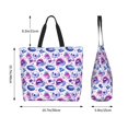 thumbnail image 5 of Pofeuu crystal Skull record lips Print Reusable Grocery Bags - Washable, Foldable, Packable Tote, Large Handles, Heavy Duty, Zippered Top Pouch, 5 of 8