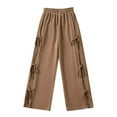 thumbnail image 6 of Bow Tie Wide Leg Pants for Womens Drawstring Elastic Waist Sweatpants Baggy Relaxed Fit Jogger Pants High Waisted Tummy Control Fleece Jogger Sweatpant with Pockets, 6 of 7