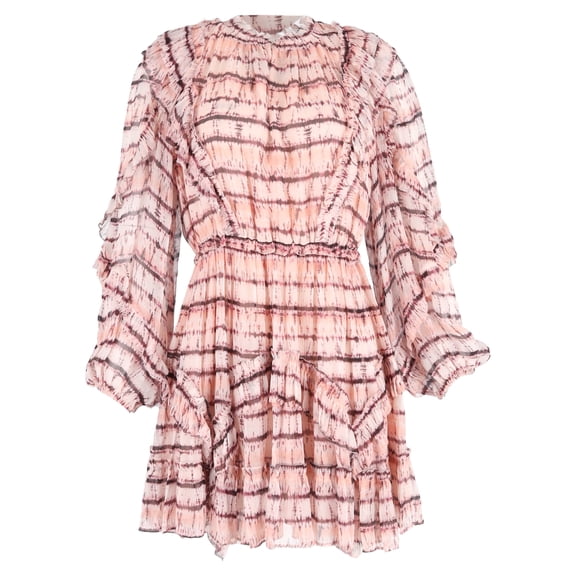 Pre-Owned Ulla Johnson Printed A-Line Dress in Pink Silk