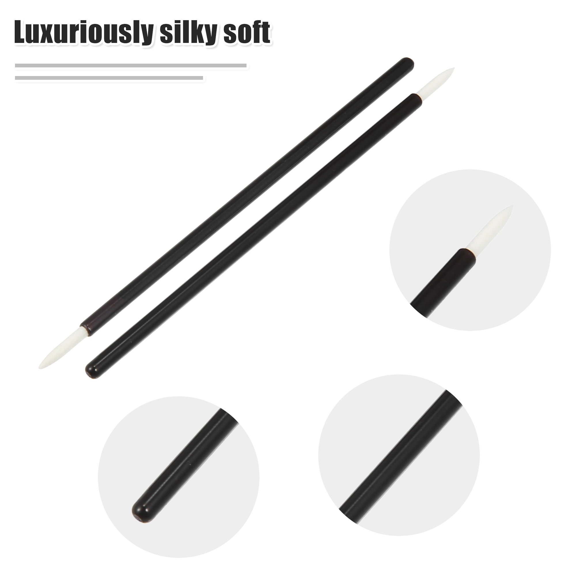 Unique Bargains 50 Pcs Eyeliner Brushes Applicators with Cover for Makeup Application