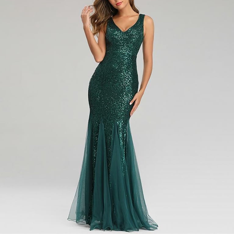 green slip prom dress ZAPAKA Women Sparkly Light Green Long Prom Dress Mermaid Spaghetti Straps Corset Appliques Evening Dress with Slit, Light Green / US2