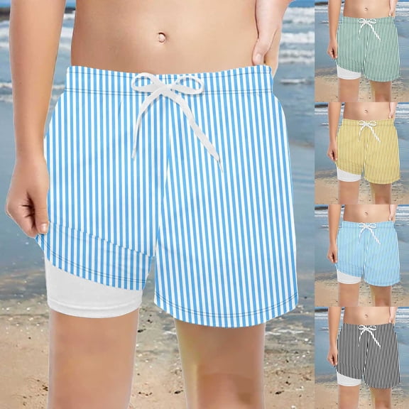 sususu Boys Swim Trunks with Mesh Lining Above the Knee Kids Swim Shorts with Boxer Brief Anti-Chafe Summer Bathing Suit Green 3-4 Years