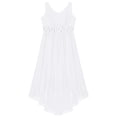 thumbnail image 3 of Rswnyirn Flower Girl Dress Juniors Wedding Bridesmaid Dress Chiffon High-Low Hem Prom Party Pageant White 6, 3 of 7