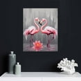 thumbnail image 4 of COMIO Animal Canvas Wall Art Pink Flamingo family Painting Picture Animal Love Canvas Prints Pink and gray Artwork Stretched and Framed Living Room Bedroom Decor 12x16inch, 4 of 4