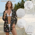 thumbnail image 6 of Xoenoiee Butterfly Mushroom Flower Leaves Print Women's Swimsuit Cover Up Shirt V Neck Long Sleeve Bathing Suit Coverups Summer Button Down Beach Cover Ups with Pocket, M, 6 of 7