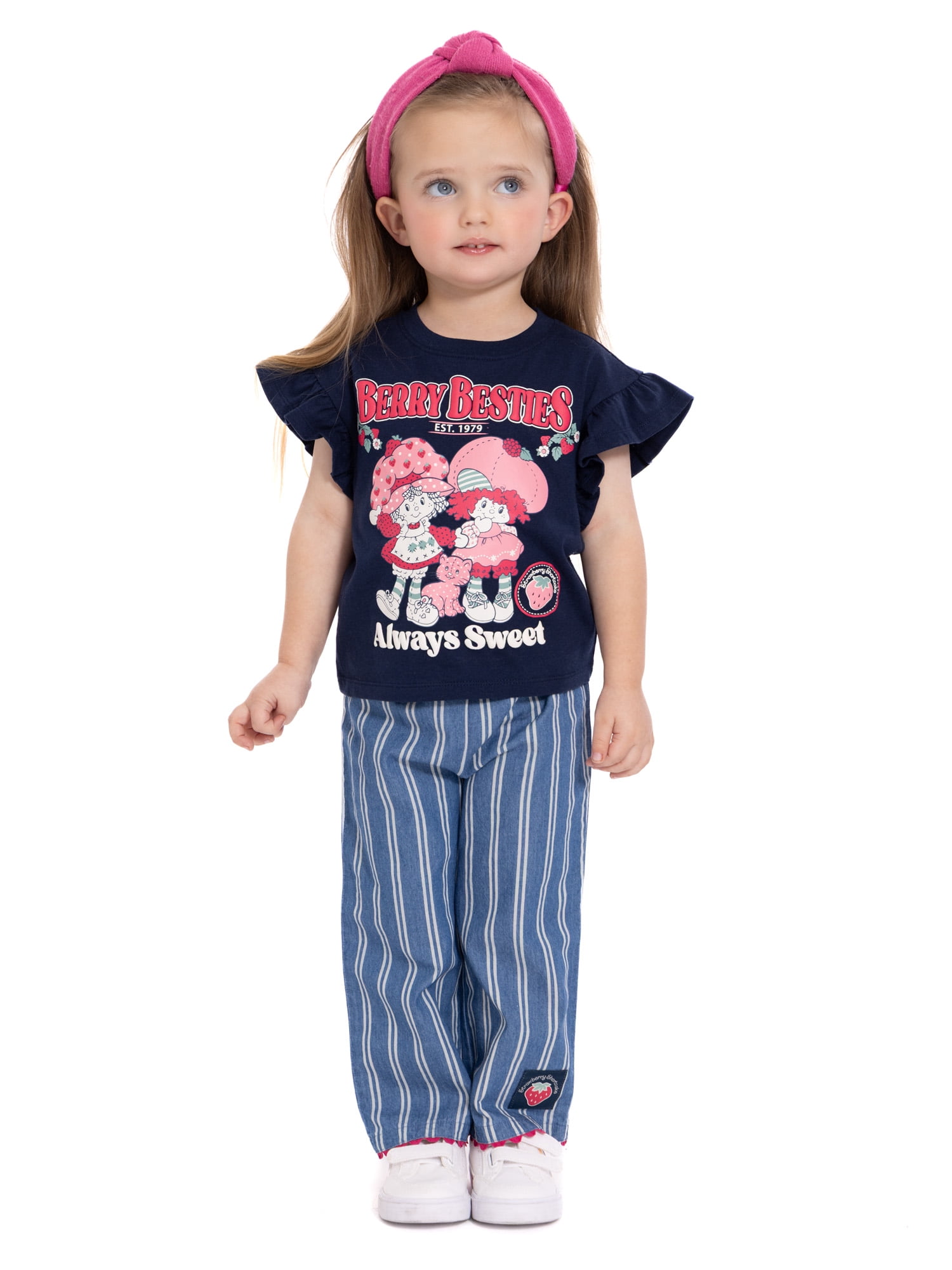 Strawberry Shortcake Toddler Girls Ruffle Graphic Tee and Stripe Pants Set, 2-Piece, Sizes 12M-5T