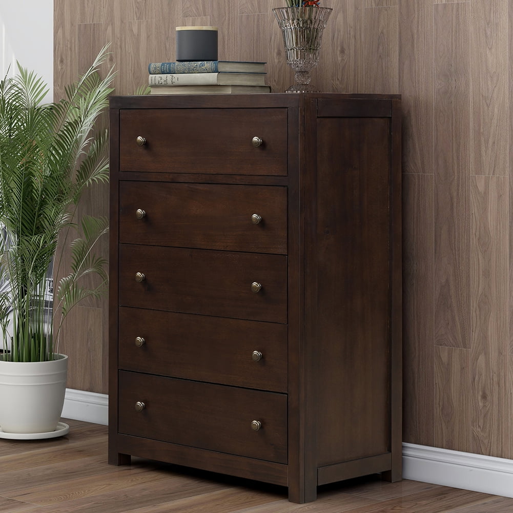 Private Jungle Vintage Aesthetic 5 Drawers Solid Wood Chest in Rich Brown (Chest of Freely Configurable Bedroom Sets) Private Jungle Vintage Aesthetic 5 Drawers Solid Wood Chest in Rich Brown (Chest of Freely Configurable Bedroom Sets)