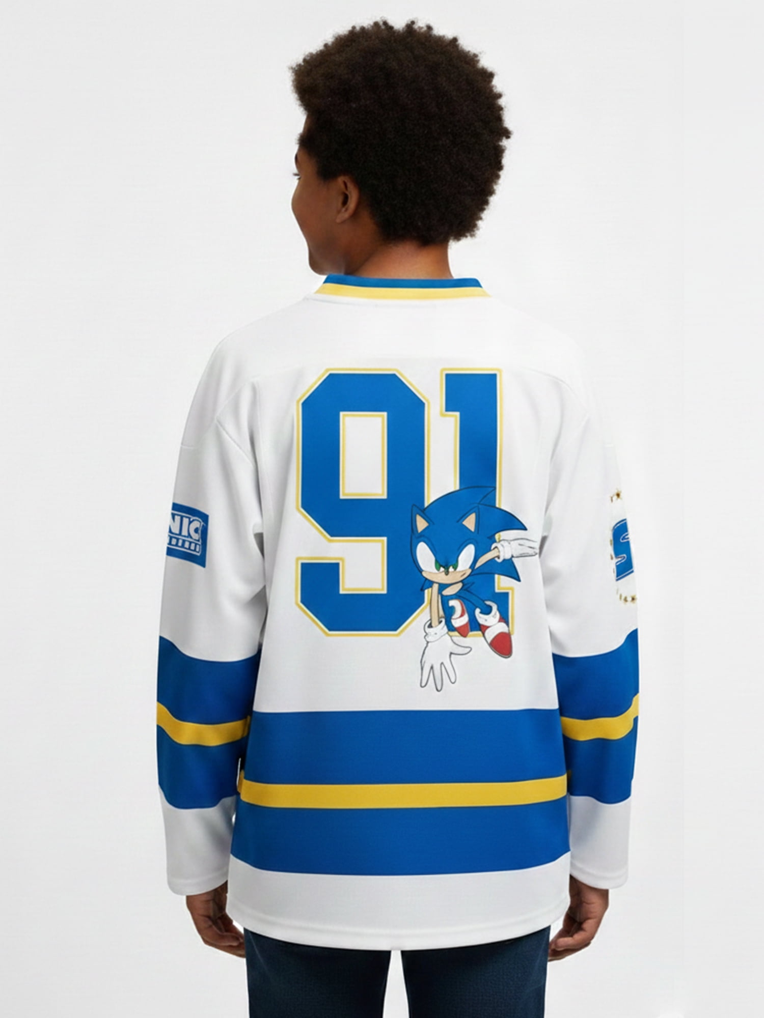 Sonic the Hedgehog Boys and Big Boys I'm Outta Here Graphic Hockey Jersey, Sizes 4-18