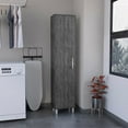 thumbnail image 4 of Depot E-Shop Narrow Storage Cabinet with 5-Tier Shelf and Broom Hangers, Smokey Oak -Garage, 4 of 7