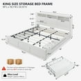 thumbnail image 2 of wow97e King Size Bed Frame with LED Light, Modern Platform Bed Frame with 4 Drawers, Curved Profile Design, Charging Station, No Box Spring Needed, 2 of 7