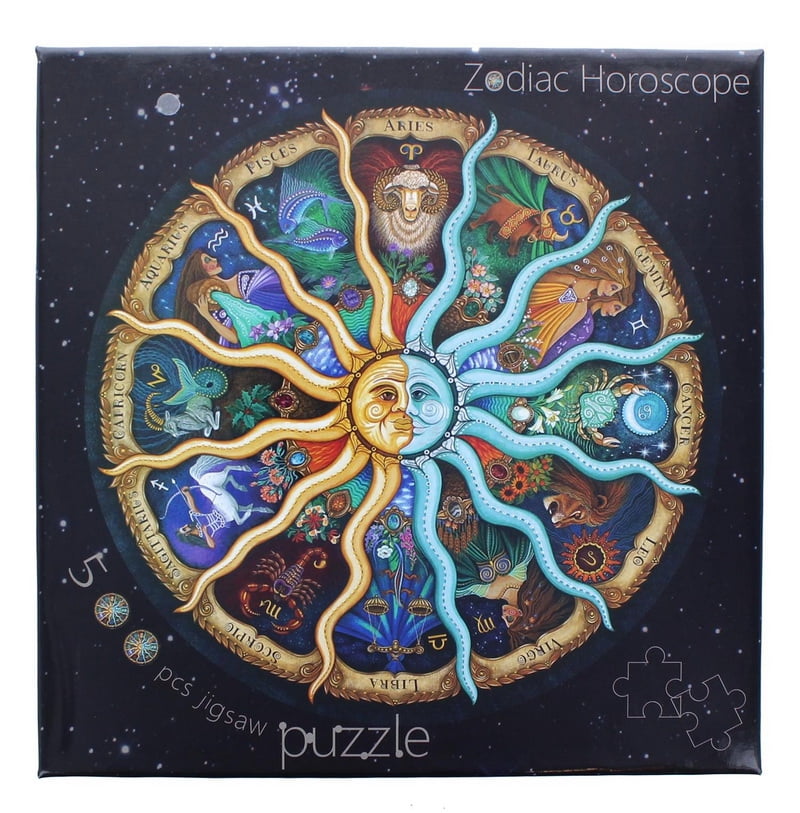 500 Pieces Educational Jigsaw Puzzle Round Paper Puzzle Zodiac Puzzle for Adults 