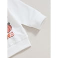 thumbnail image 6 of Liacowi Toddler Baby Girls Halloween Outfits Set Long Sleeve Letters Print Sweatshirt Pumpkin Print Flare Pants 6M 12M 18T 24T 3T 4T Kids 2Pcs Fall Halloween Clothes, 6 of 8