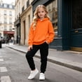 thumbnail image 2 of Toddler Girls' Outfits Kids Long Sleeve Hoodie Sweatshirt Pants Casual Solid Outfit For Big Sweatsuits 9-10 Years, 2 of 4