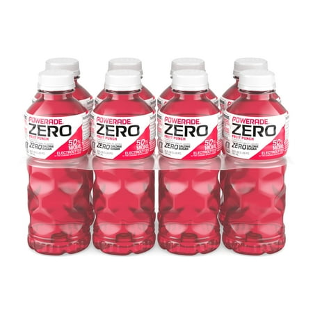 POWERADE Zero Sugar Fruit Punch Electrolyte Sports Drink, 20 fl oz, 8 Pack Bottles