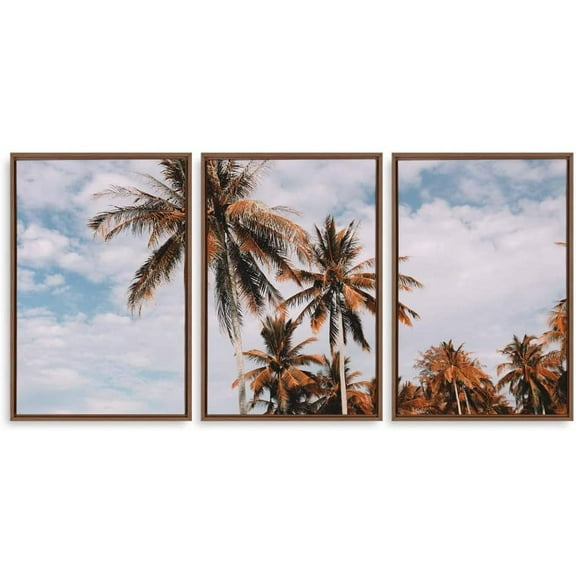 IDEA4WALL 3 Piece Canvas Wall Art Tropical Palm Trees Canvas Prints Framed Wall Art Decor