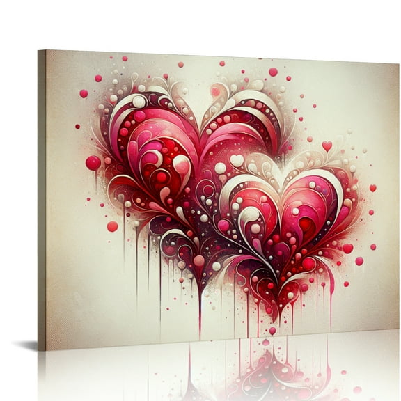 YILUYINQING Hearts Paint Splatters Wall Decor for Bathroom Valentine's Day Canvas Print Wall Decorations Ready to Hang Room Home Art Decor 16x12in
