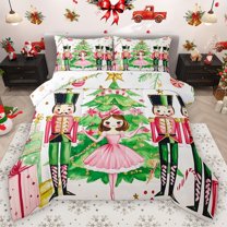 Homewish Boys Girls Xmas Nutcracker Bedding Comforter Set 2pcs,Dance Ballet Princess Twin Comforter Sets Microfiber,Merry Christmas Breathable Bedding Set,Luxury Bedroom Decor,Reversible