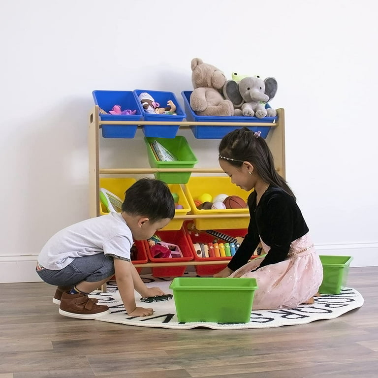 Tutors Kids' Toy Storage Organizer with 12 Plastic Bins White/Primary Summit