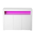 thumbnail image 2 of Console Table High Gloss Sideboard with 16 Colors LED Lights and Open Shelf, Bar Cabinet Kitchen Buffet Cabinet Storage Server Table with 3 Doors - White, 2 of 8
