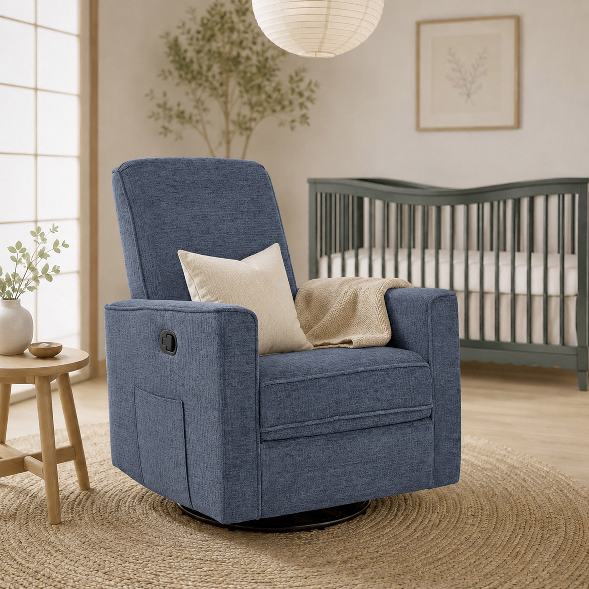 Evolur Raleigh Basic Glider |Recliner| Rocker, Blue Fog