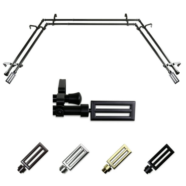 Boyce 13 16 Bay Window Double Curtain Rod 20 36 38 72 Black Com Bay Window Double Curtain Rod, Bay Window Double Curtain Rod