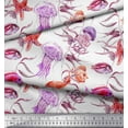 thumbnail image 2 of Soimoi Cotton Cambric Fabric Leaves,Starfish & Jellyfish Ocean Print Fabric by The Yard 56 Inch Wide, 2 of 3
