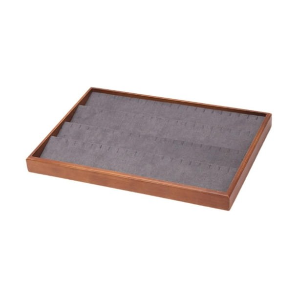 Bandeja organizadora de joyas, soporte de escaparate de terciopelo de ante, bandeja de exhibición de joyas, estuche de almacenamiento de joyas, joyero Gris