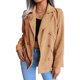 thumbnail image 1 of Chaqueta con botones Diseño reversible Color puro Manga larga Moda Slim Fit Casual Abrigo de mujer para otoño invierno Caqui XL, 1 of 5