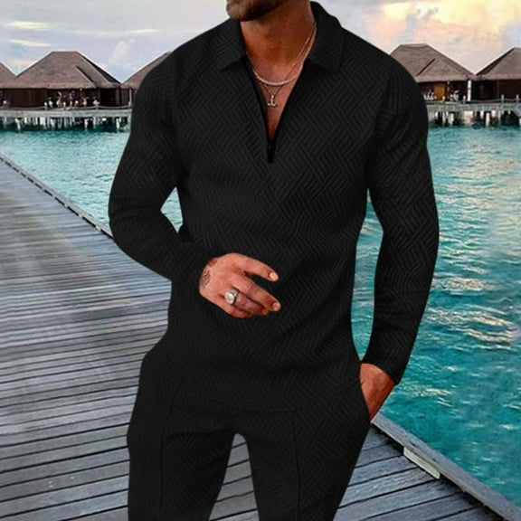 PEASKJP Men's Polos Shirts Long Sleeve Mens Polo Shirts Long Sleeve Mens Golf Shirt Casual Polo Shirts for Men (Black,M)