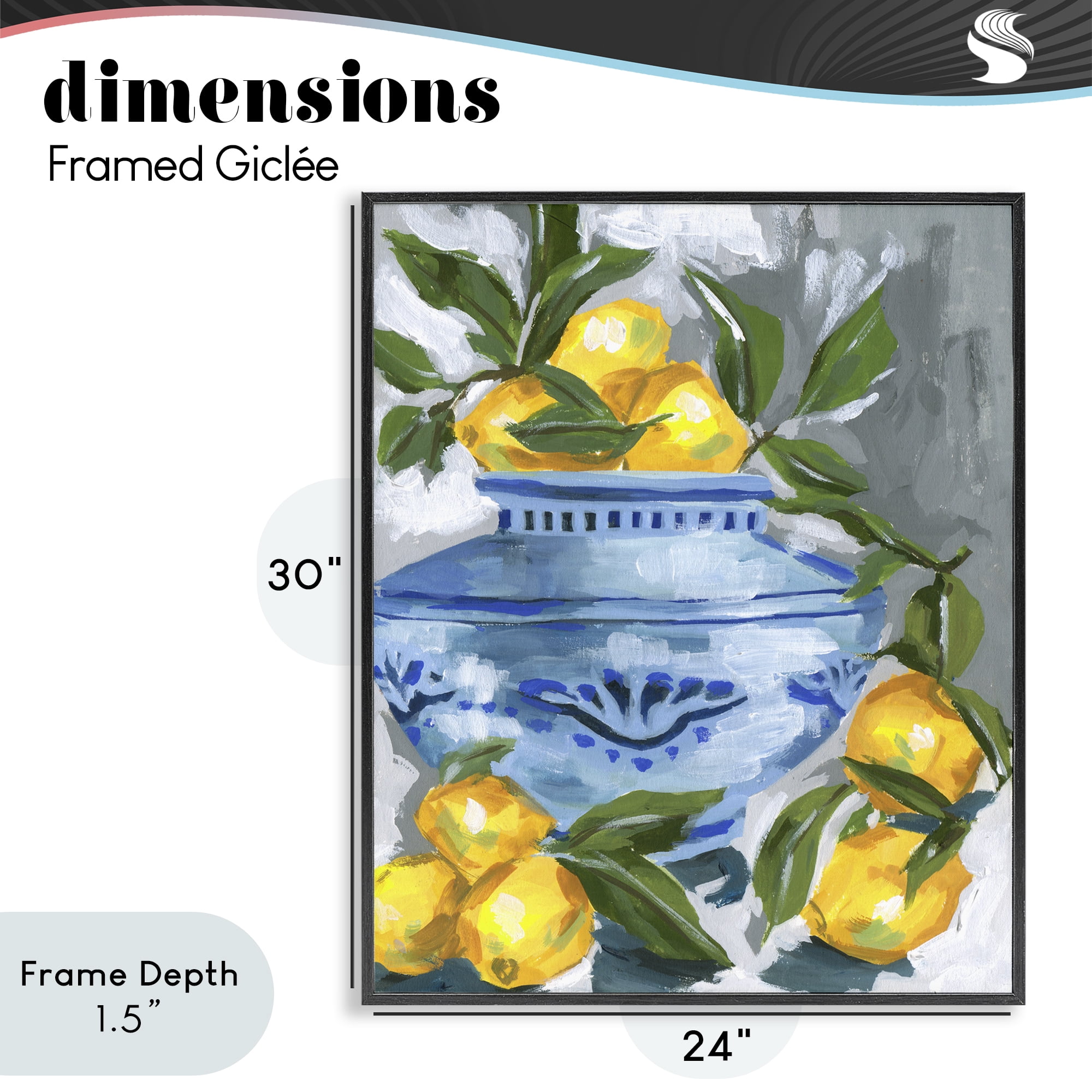 Stupell Industries Indigo & Lemon Vase Black Framed Giclee Art, design by Melissa Wang