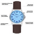 thumbnail image 3 of Bandini Mens Glow Watch - Leather Band - 38mm Analog Men's Easy to Read Wrist Watch with Light, Light Up Watches, Quartz, White Dial, Big Numbers, Glow in the Dark Hands - Silver Tone / Brown, 3 of 6