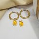 thumbnail image 2 of JeenMata Aros de 2 Quilates con Bisel y Piedra Natal de Noviembre, Talla Esmeralda, Citrino, Chapados en Oro Amarillo, 2 of 8