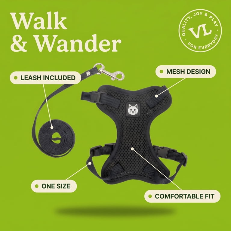 Vibrant Life Cat Harness and Leash Set, Black photo 5