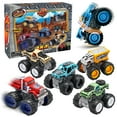 thumbnail image 1 of Team Power Monster Trucks Juguetes para niños y niñas Tracción en las 4 ruedas impulsado por fricción Paquete de 6 autos de juguete Push And Go con ruedas gigantes 360 Acrobacias locas Edad 3 4-7 y má, 1 of 5