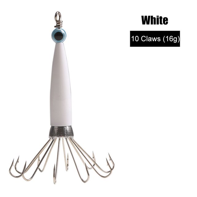 Pesca Calamar Jig pesca señuelo anzuelo pulpo mar barco cebo artificial (blanco 10 garra)
